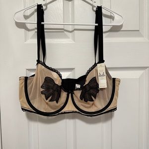 NWT NBW Lane Bryant 38DDD Nude and Black Balconette Bra